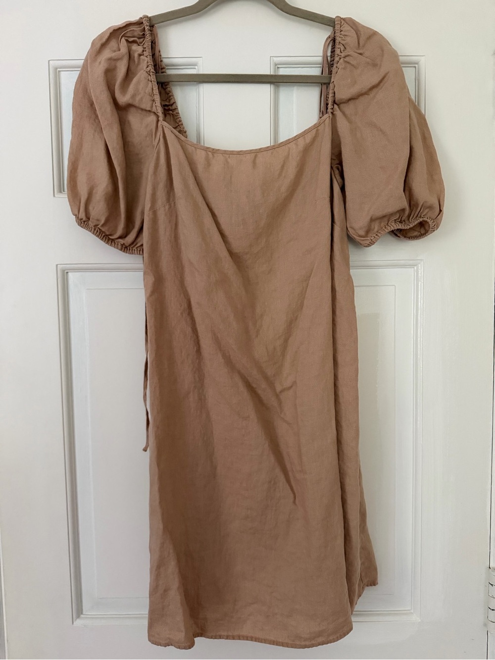 & Other Stories Women's Puff Sleeve Linen Dress in Dusty Rose/Nude